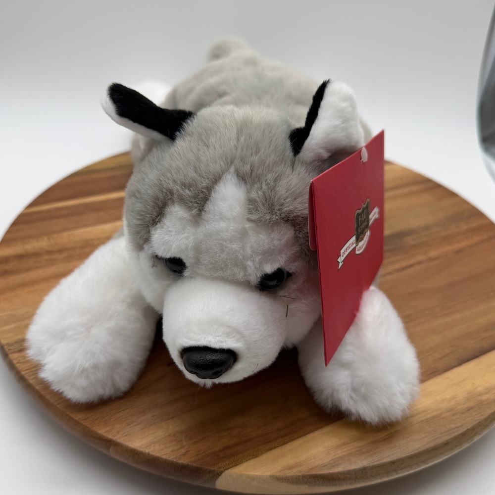 FAO Schwarz Siberian Husky Plush Puppy Dog Grey White Stuffed Animal